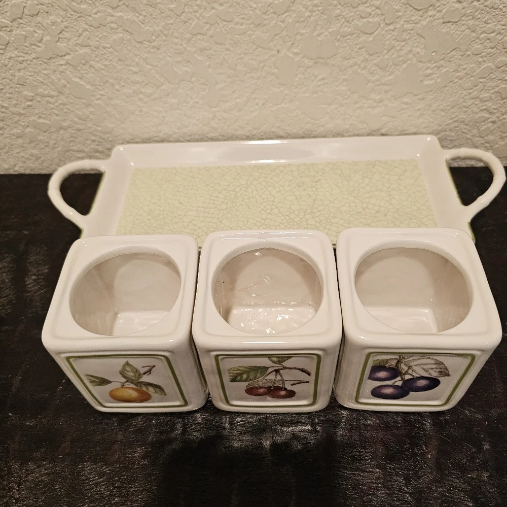 Cascara Charm by Villeroy & Boch Ceramic Pot Jam Jars Set & Tray - Picture 10 of 16